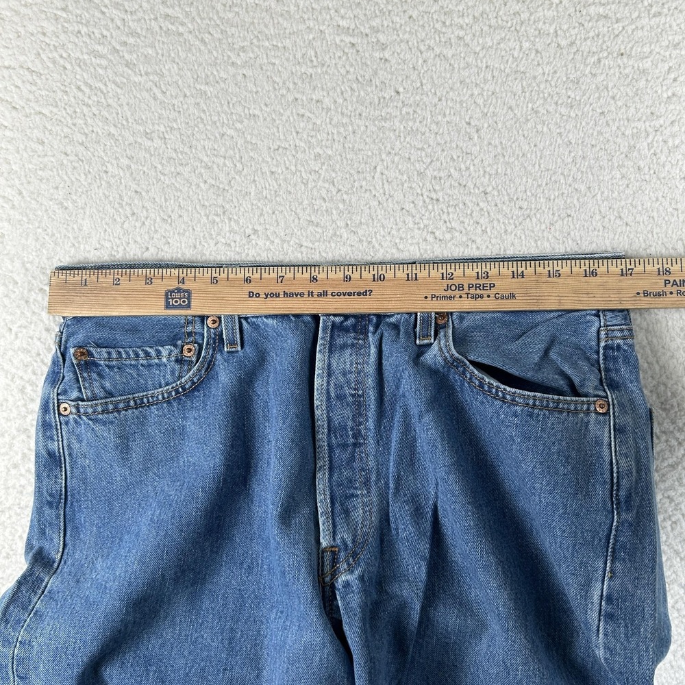 Vintage Levis 501 Jeans Mens 34x32 Denim Regular Straight Button Fly Batwing Tag - Picture 10 of 14
